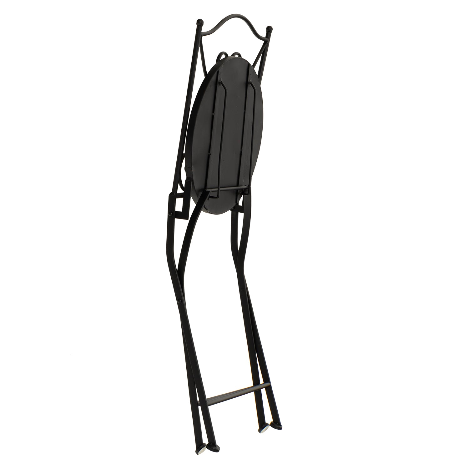VESTIAMO CASA GIARDINO - Set giardino Bistrot tavolo rotondo 60 cm e 2 sedie in metallo Nero e Top in ceramica Effetto Marmo Grigio